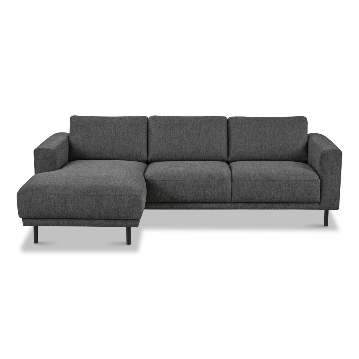 Divano angolare moderno con Chaise Longue Tessuto Antracite Aniko sinistra 238x142x78 cm