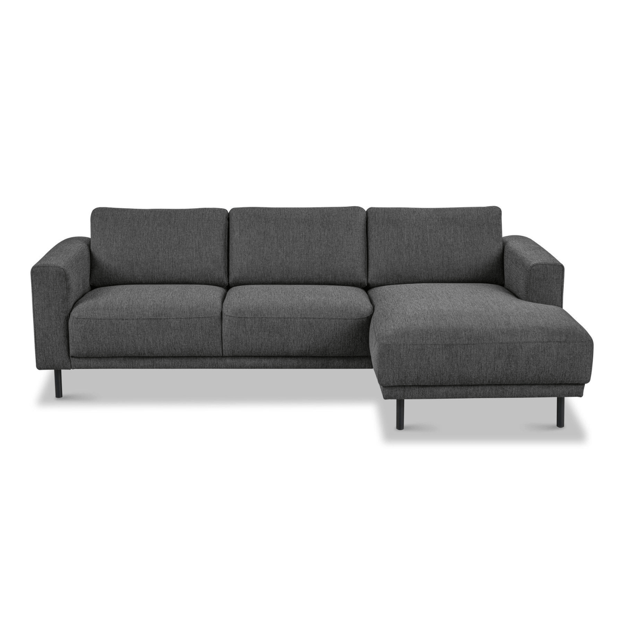 Divano angolare moderno con Chaise Longue Tessuto Antracite Aniko destra 238x142x78 cm