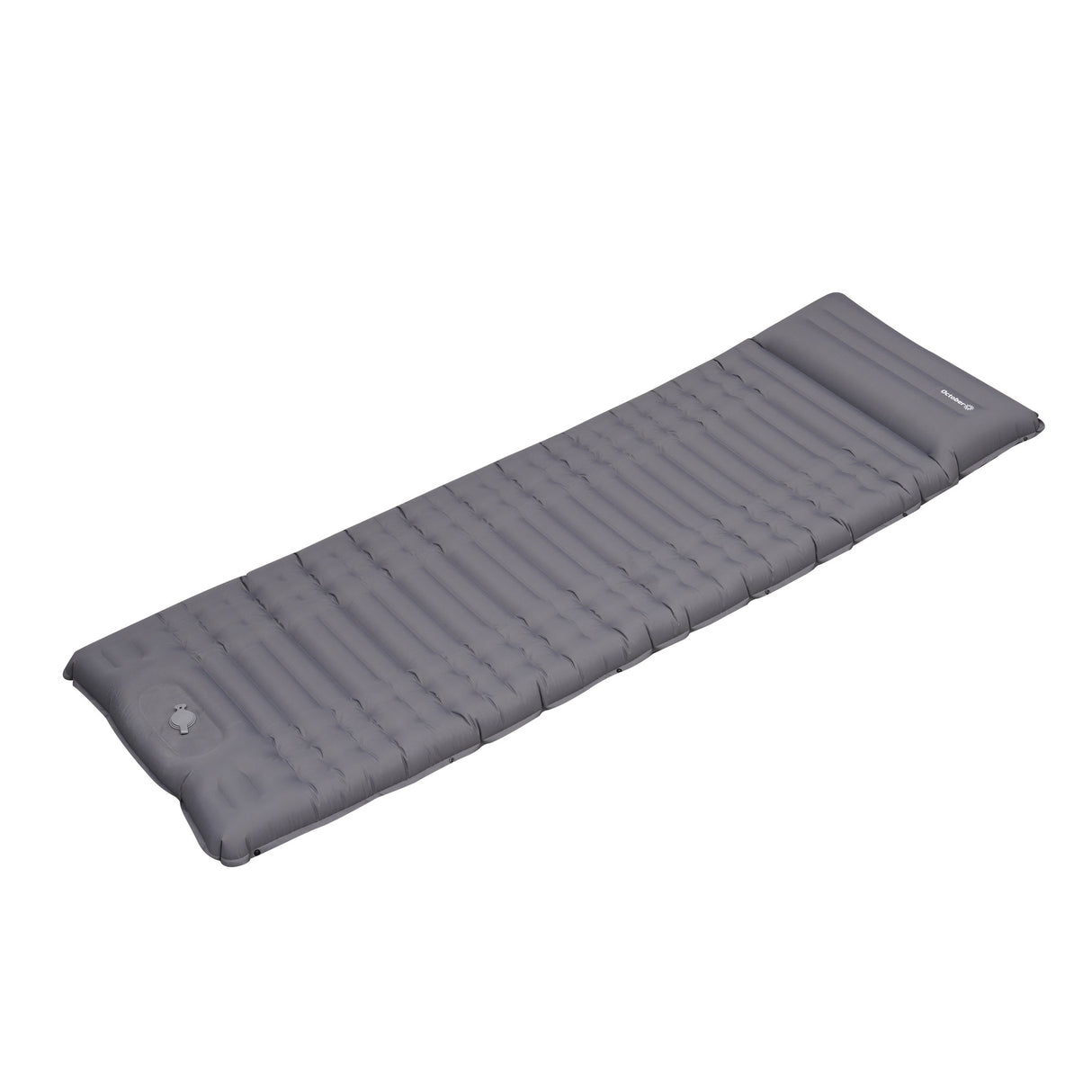 Materasso ad aria 1 persona con sistema di gonfiaggio integrato 205x67x10 cm Dimehouse Grigio LxPxH 23x15x15 Nylon Foto bianca vista frontale diagonale