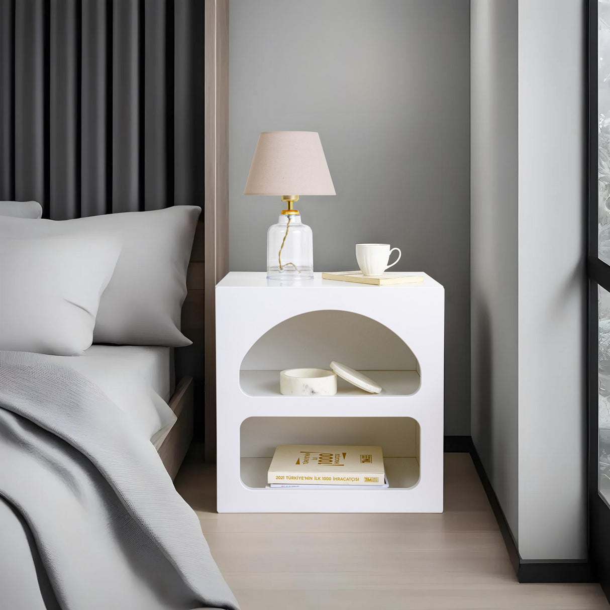 Comodino Lorin Melaminico Bianco 50x50x38 cm