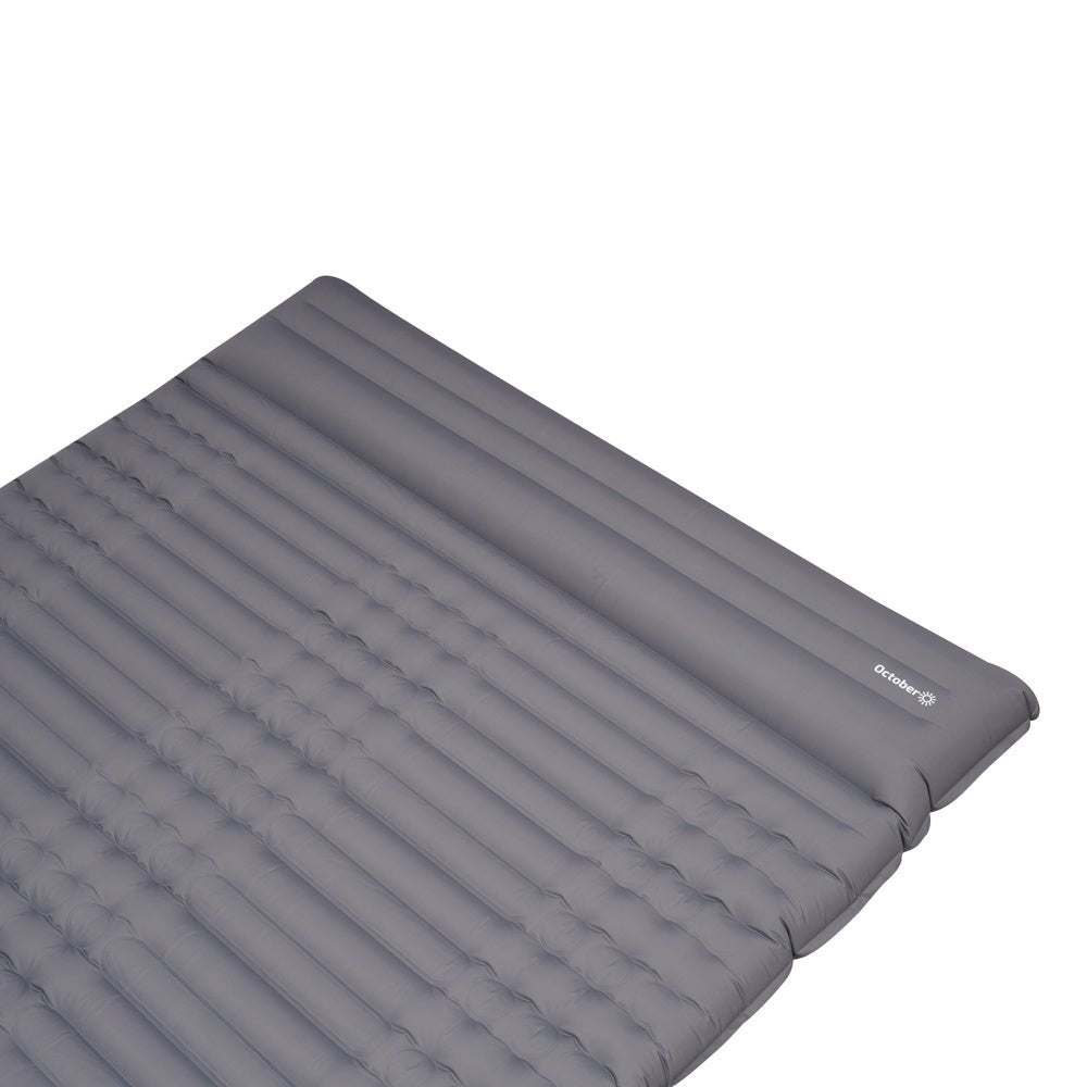 Materasso ad aria per 2 persone con sistema di gonfiaggio integrato 205x140x10 cm Dimehouse Grigio LxPxH 33x17x17 Nylon Bianco dettaglio foto
