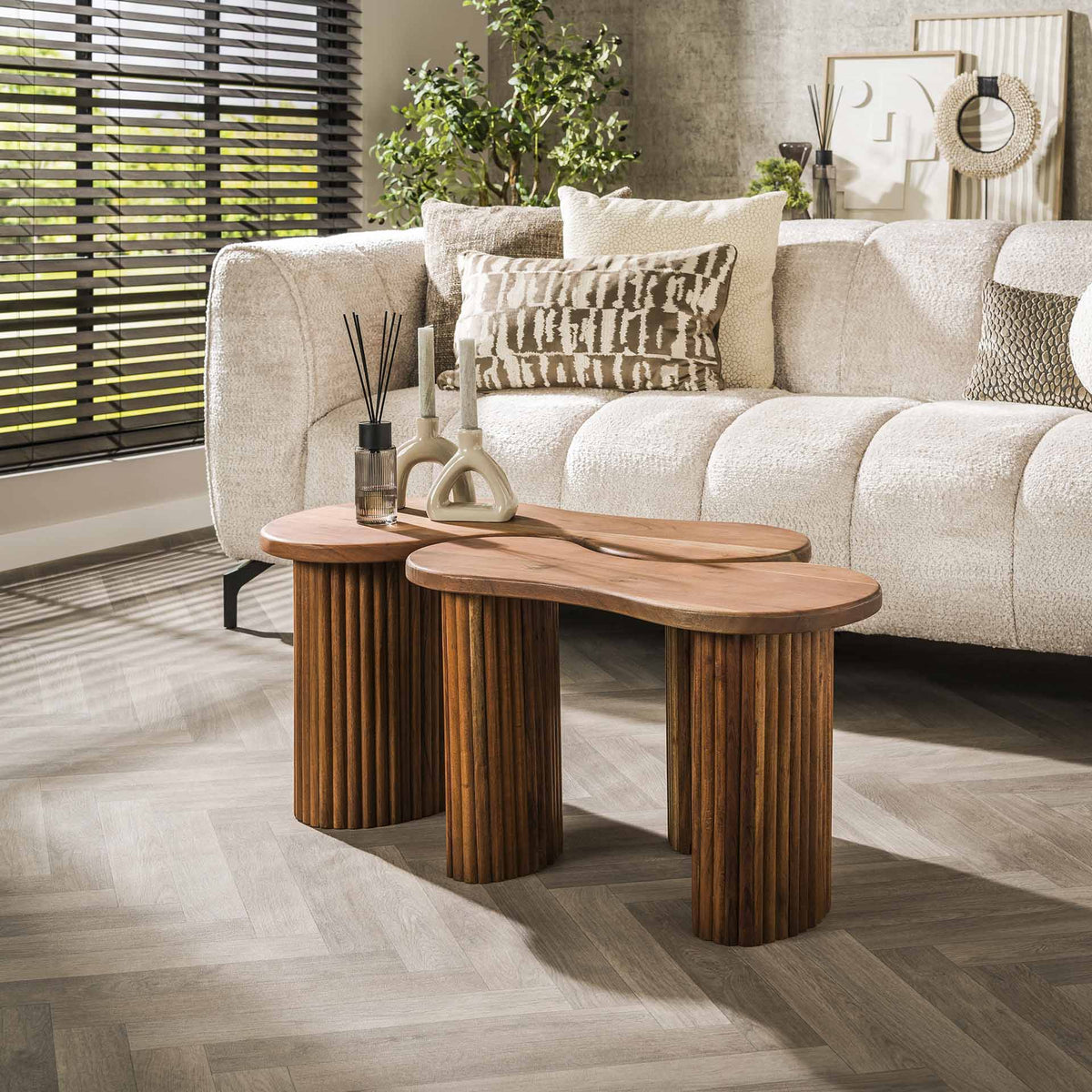 Salontafels - Salontafel set van 2 Fem acaciahout bruin - Dimehouse