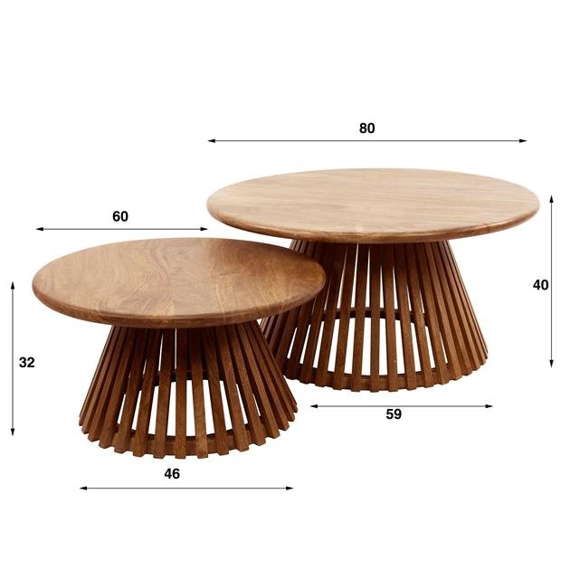 Salontafels - Ronde Salontafel Set van 2 Vera Mangohout - Dimehouse