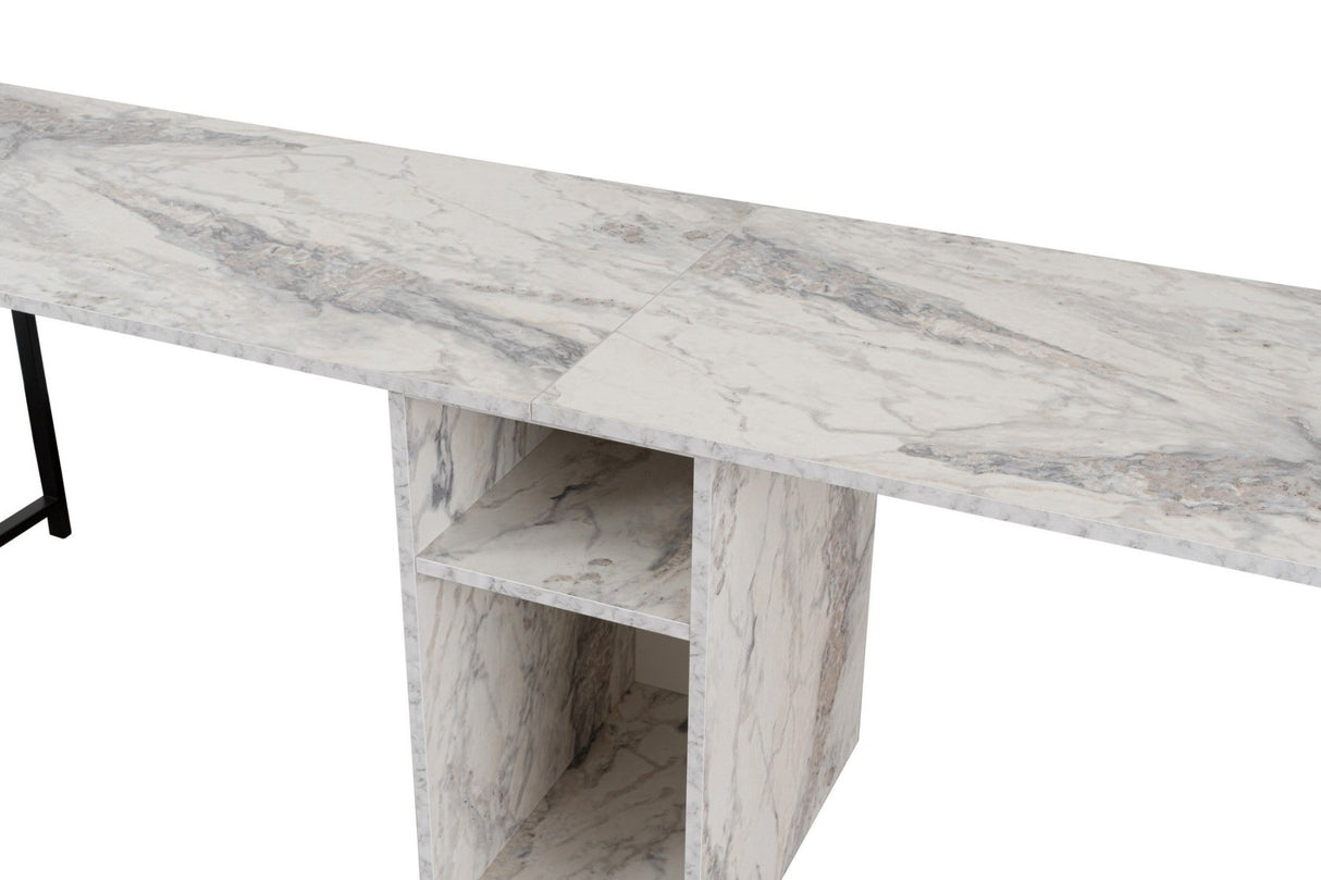 Bureaus - Twin Study Desk Studie Bureau Freesia Marble Black 240x60 cm Melamine - Dimehouse
