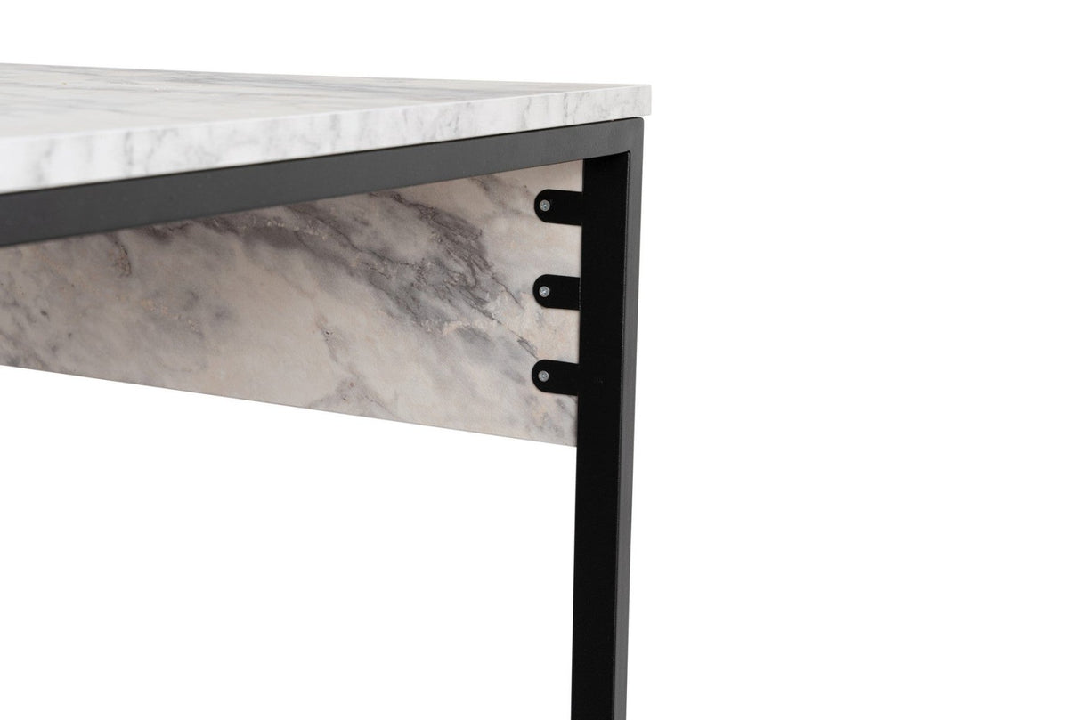 Bureaus - Twin Study Desk Studie Bureau Freesia Marble Black 240x60 cm Melamine - Dimehouse