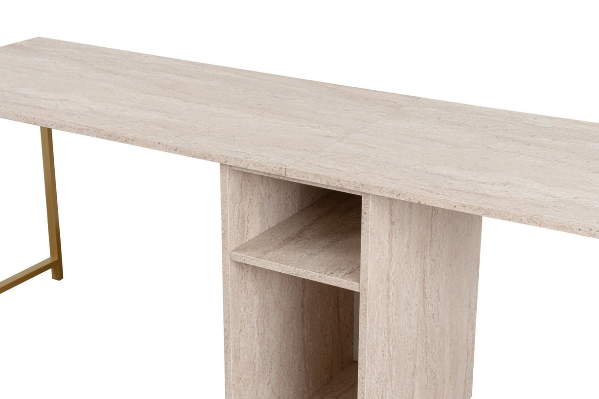 Bureaus - Studiebureau Twin Travertin Goud 240x60 cm Melamine - Dimehouse