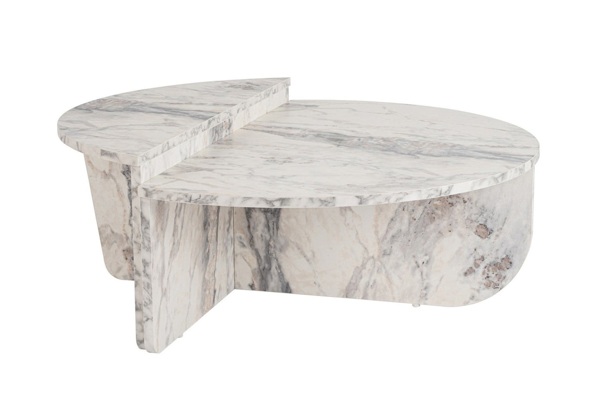 Salontafels - Ronde Salontafel Marmer Getrapt Melamine 90 cm Orin - Dimehouse