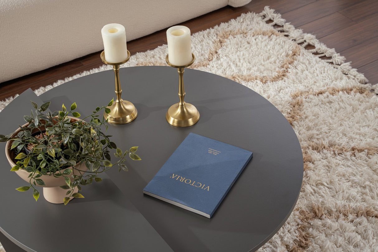 Tavolino rotondo in melamina antracite 85 cm Orin