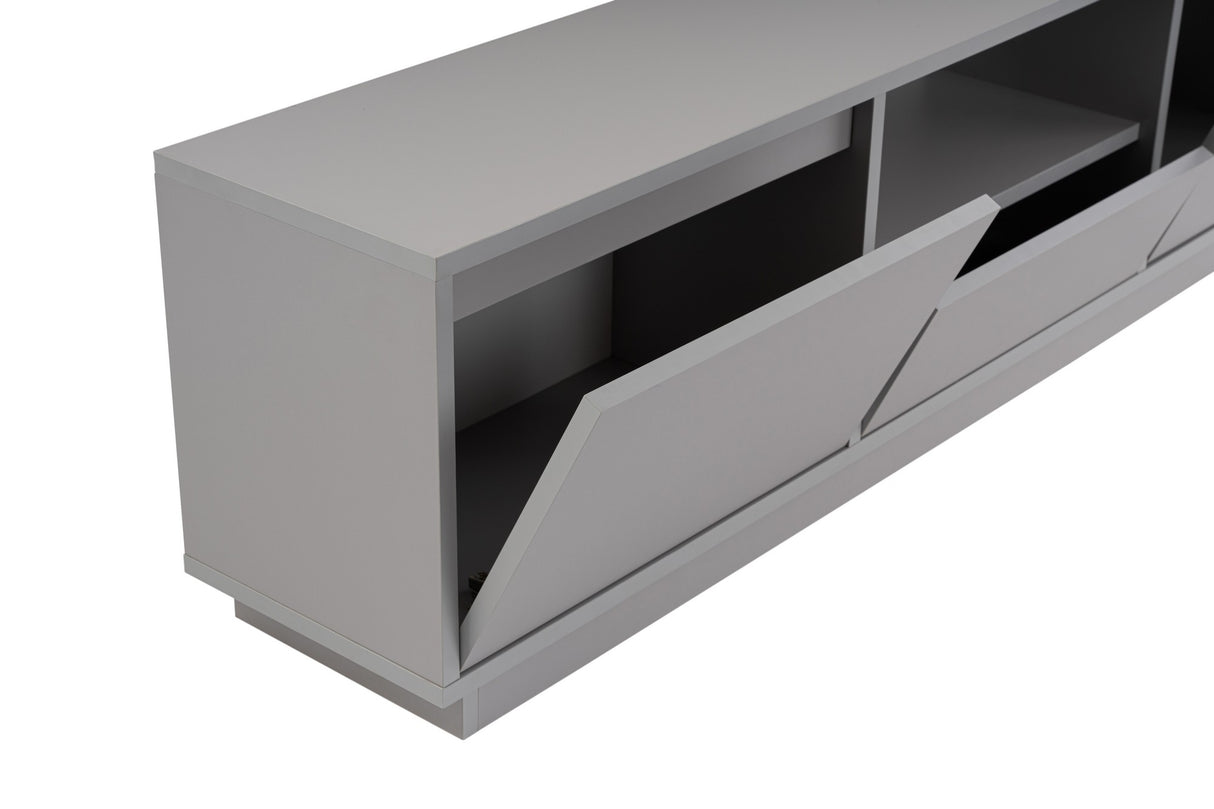 TV Meubels - TV Meubel Grijs Melamine - drie kastjes - 160x42x29,5 cm - Flare - Dimehouse