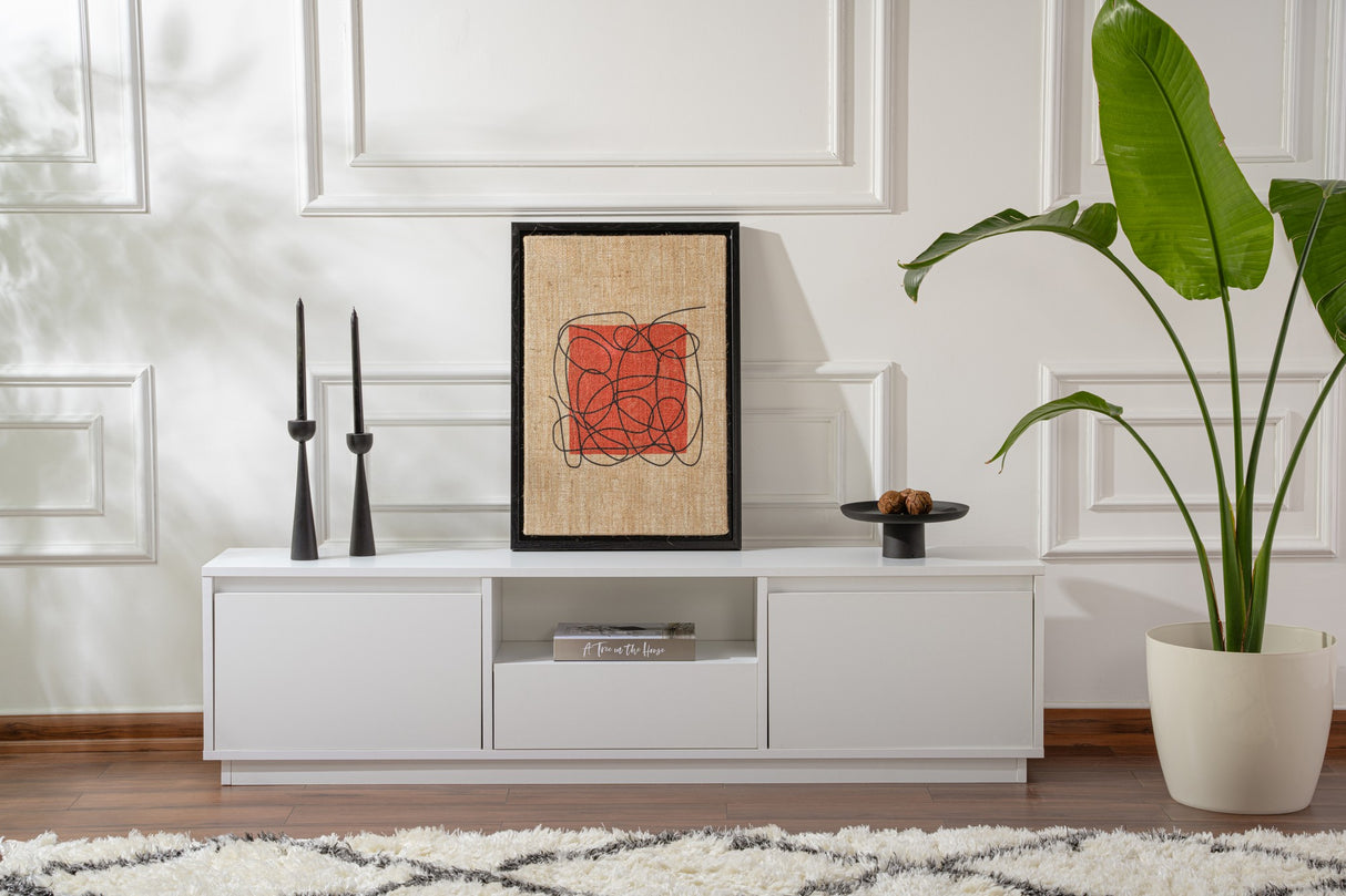 Mobile TV Vanguard in melamina bianco naturale 160x42x29,5 cm