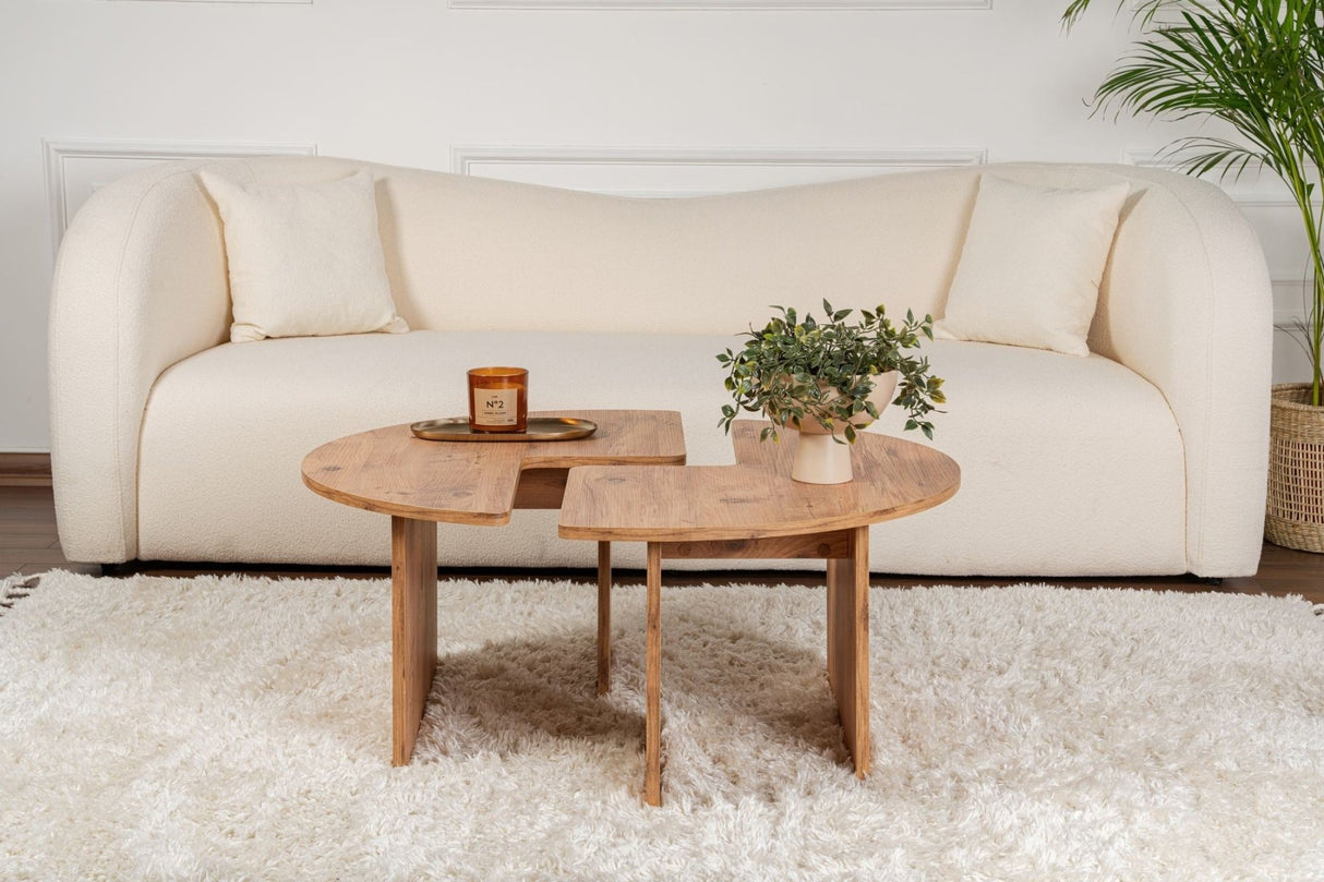 Salontafels - Ronde Salontafel Moari Atlantisch Dennenhout Melamine 90 cm - Dimehouse