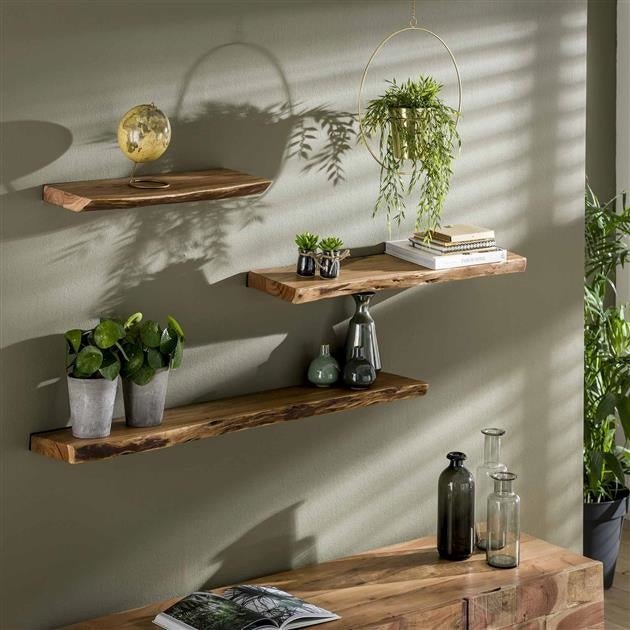 Mensola a muro Durris DH Interior Acacia LxLxH 93x22x7 Legno di acacia Foto atmosferica vista frontale diagonale