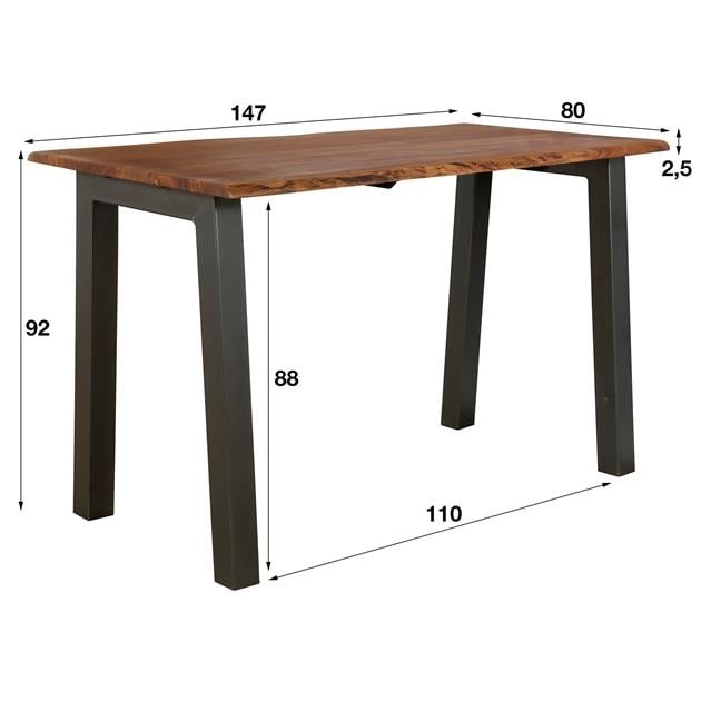 Tavolo da bar Aberdeen DH Interior Acacia LxPxH 153x88x8 Legno di acacia Bianco Indicazione dimensione foto