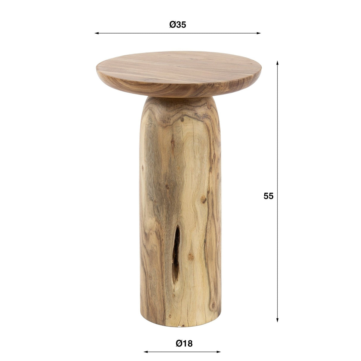 Tavolino Nova - Legno massello di acacia - Alto 55 cm