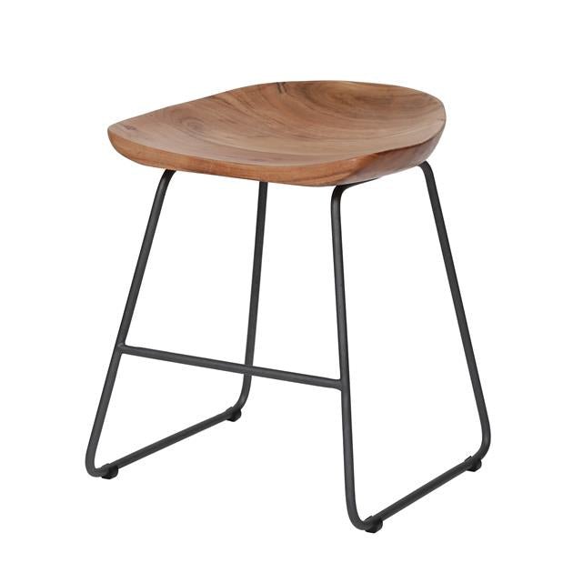 Set di 2 sgabelli bassi industriali in legno di acacia Novi - Altezza seduta 52 cm - Senza schienale