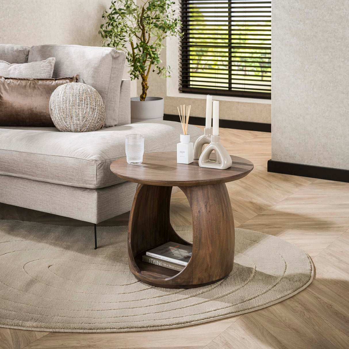 Tavolino Nore Massello di Acacia Marrone 60x60x46 cm