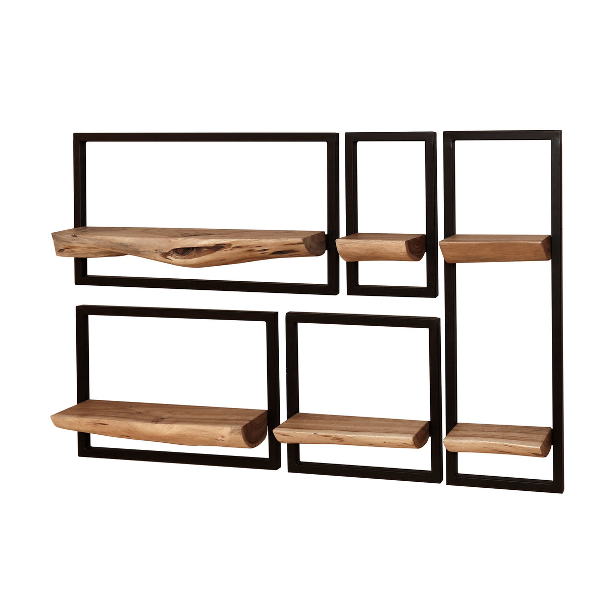 Wandplanken - Set van 5 wandplanken Viggo acaciahout metaal - Dimehouse