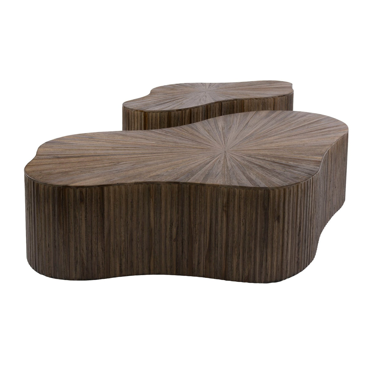 Set di 2 tavolini organici in teak marrone scuro Myla