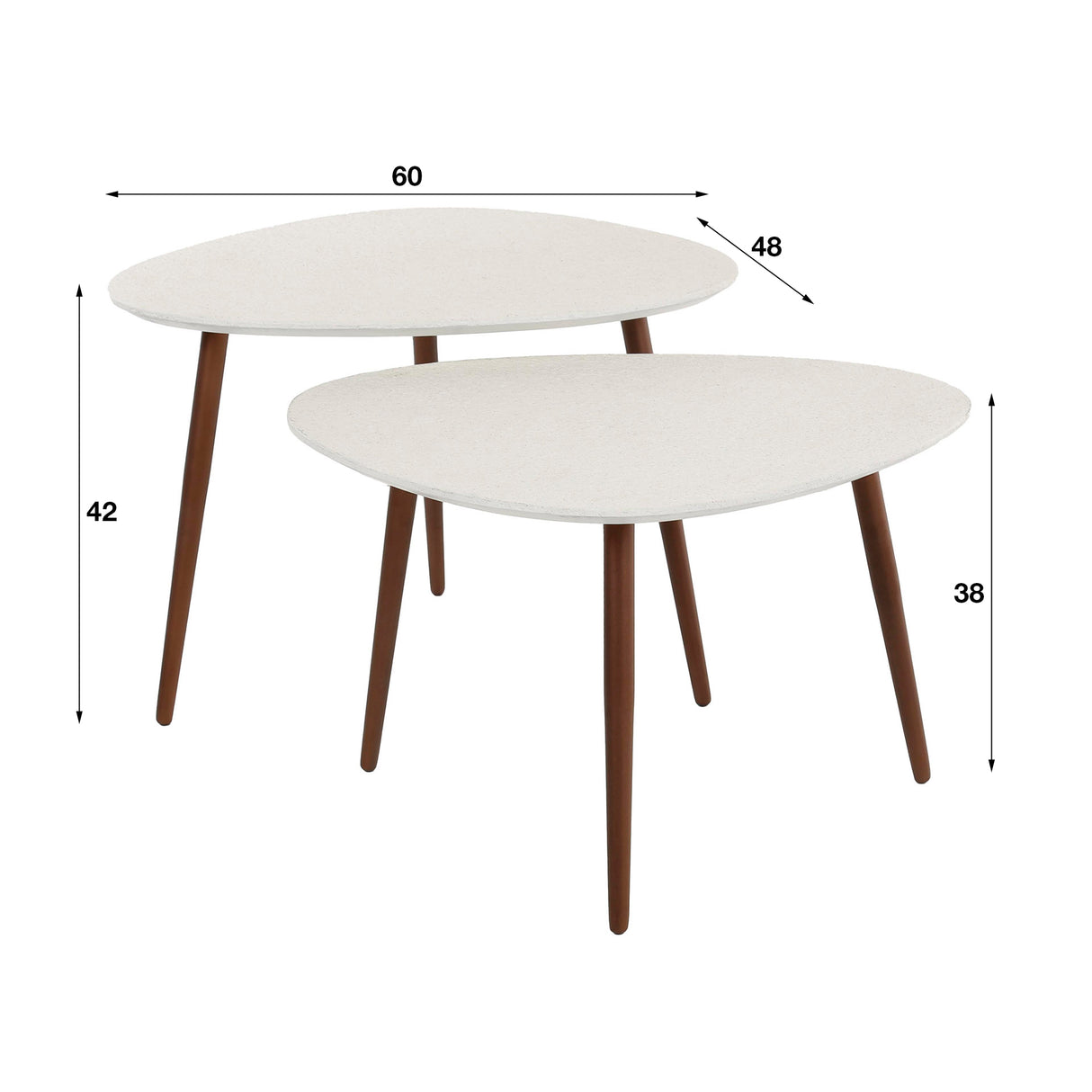 Salontafels - Salontafel Set van 2 Sylas Kiezel Wit Marmer Composiet - Brons Frame - Dimehouse