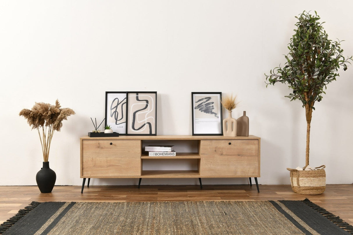 Mobile contenitore Calvin effetto rovere 180 cm Pannello in fibra di legno rivestito melaminico