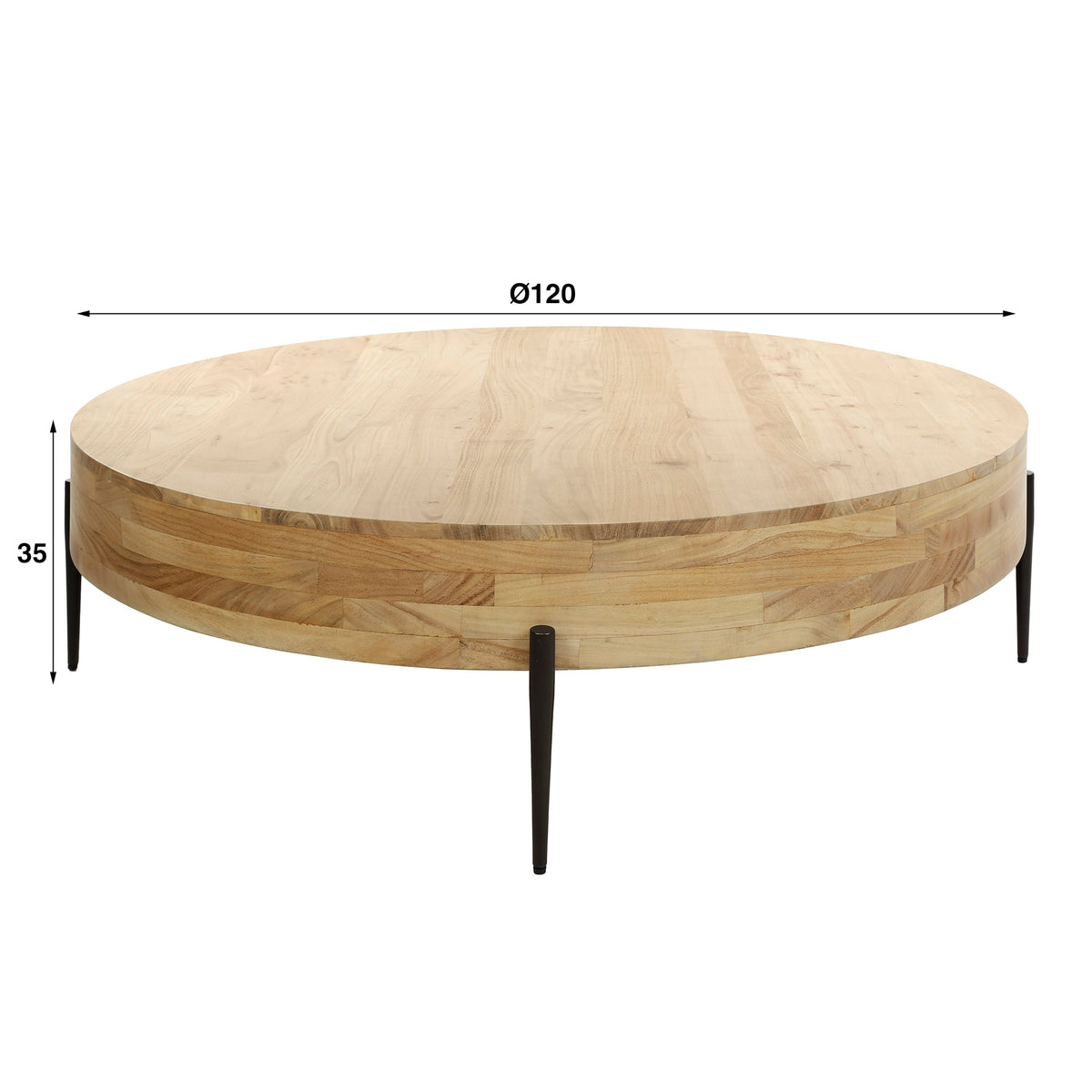 Salontafels - Ronde salontafel Caro acaciahout Ø120 cm naturel - Dimehouse