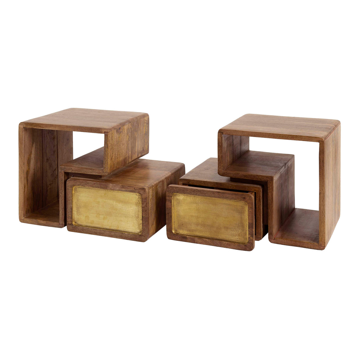 Solano set di 2 comodini in ottone massiccio color sabbia mango