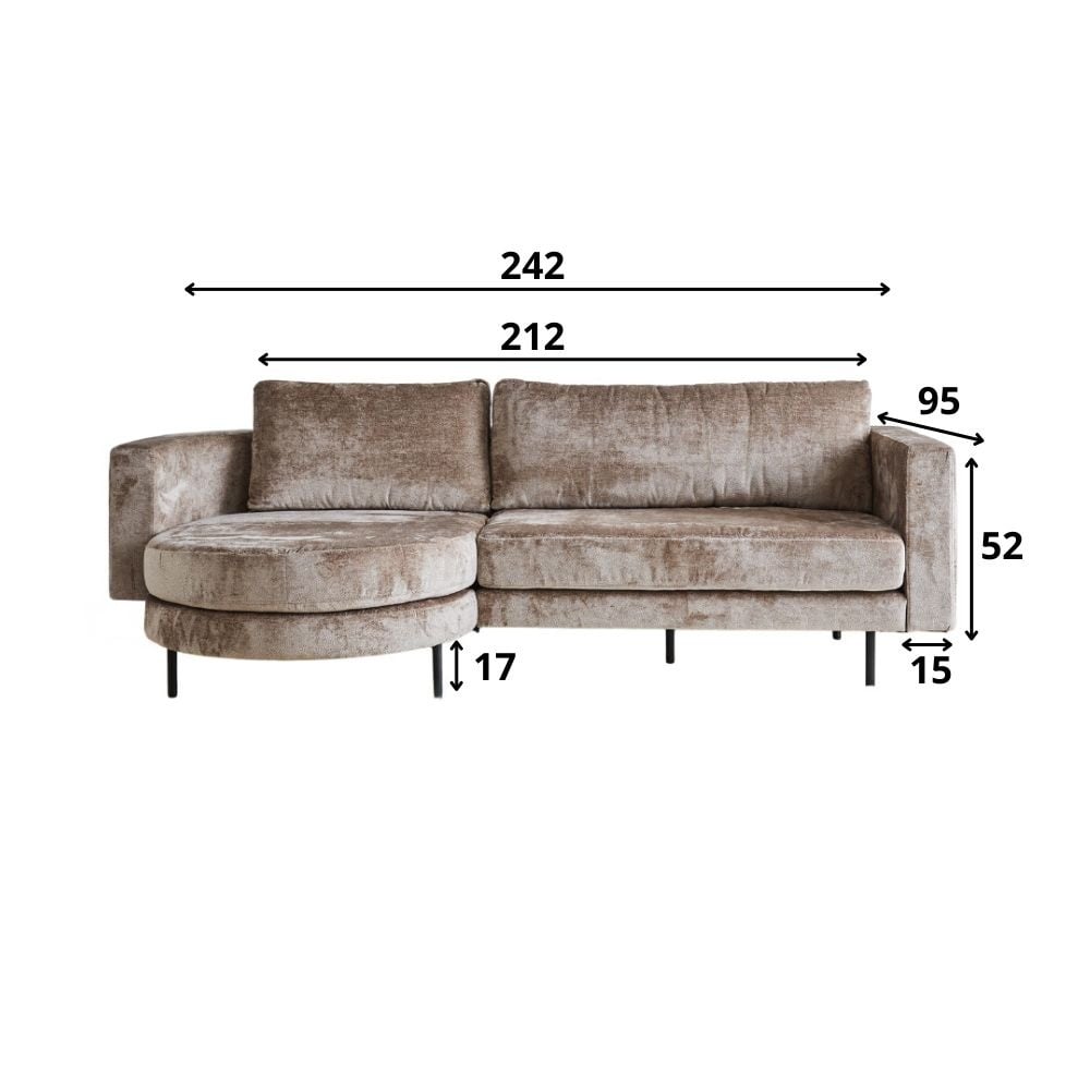 Divano Bella Dimehouse Tortora LxPxH 138x98x55 Tessuto Bianco Indicazione dimensione foto