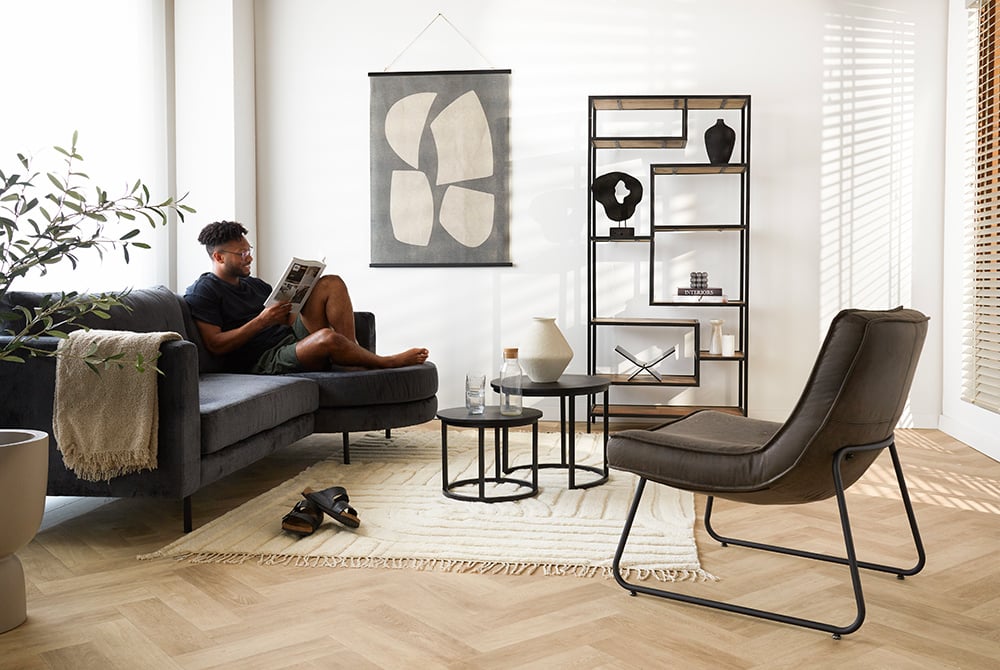 Divano Bella Dimehouse Antracite LxPxH 138x98x55 Tessuto Foto atmosferica in situazione