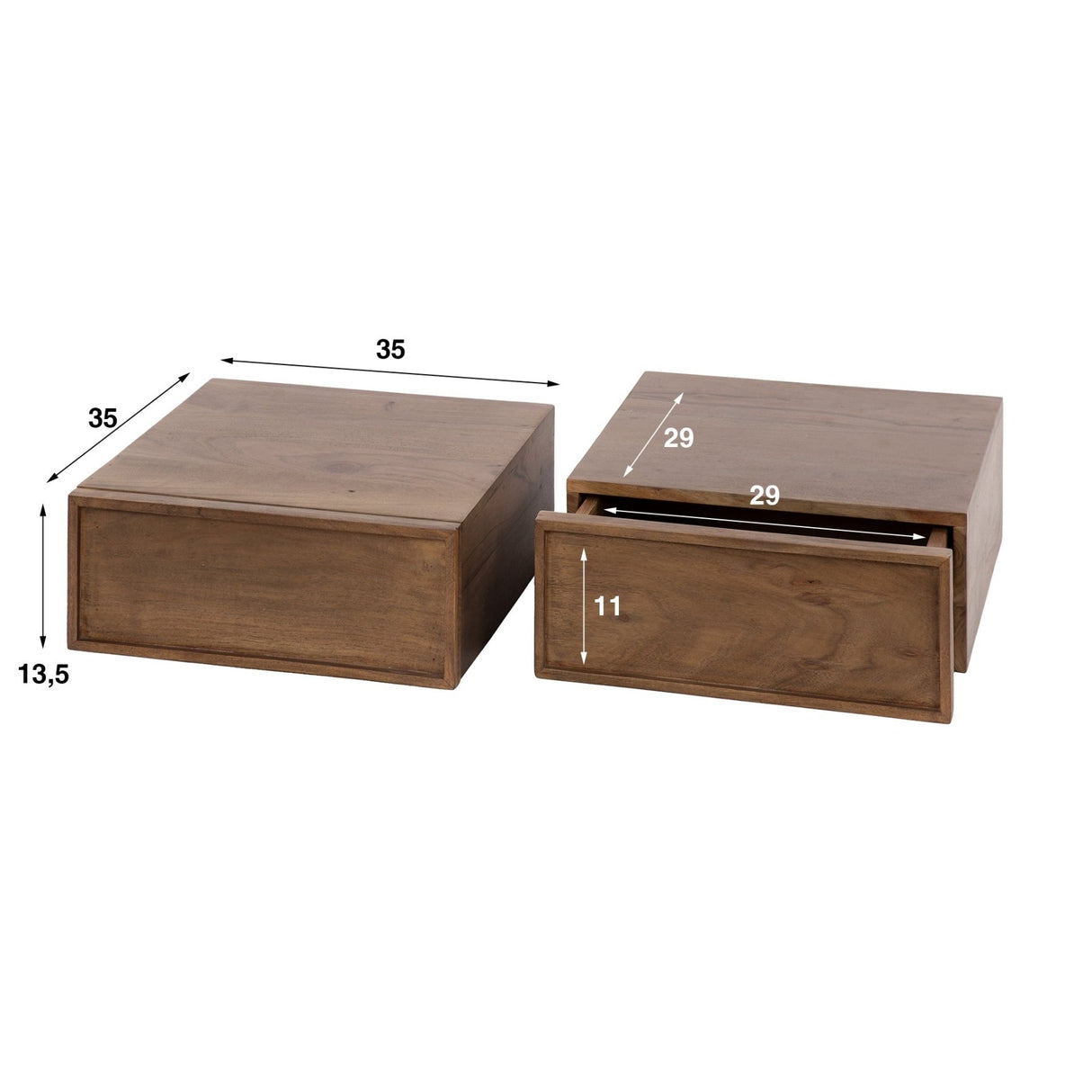 Nachtkastjes - Zwevend Nachtkastje Lio Acacia Drift Brown - Dimehouse