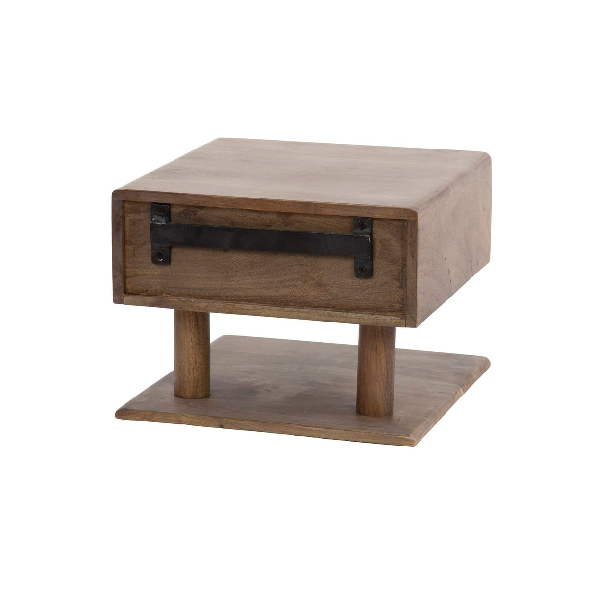 Nachtkastjes - Zwevend Nachtkastje Dex Acaciahout Drift Brown 1 Lade Open Plank - Dimehouse