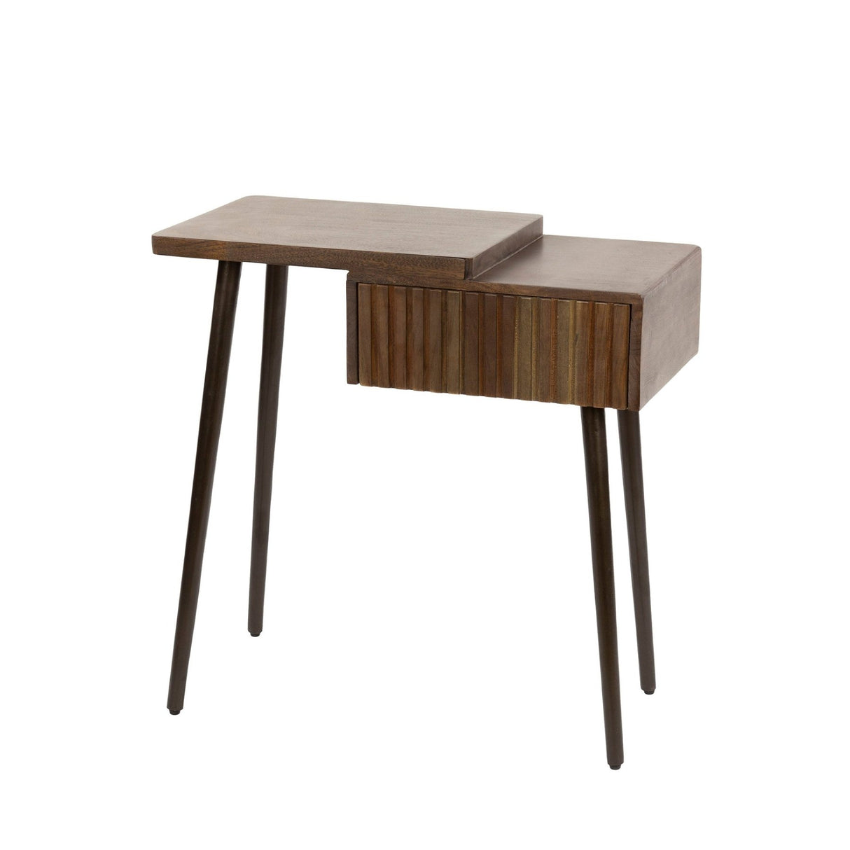 Nachtkastjes - Nachtkastje Oslo Links Acaciahout Drift Brown 1 Lade - Dimehouse