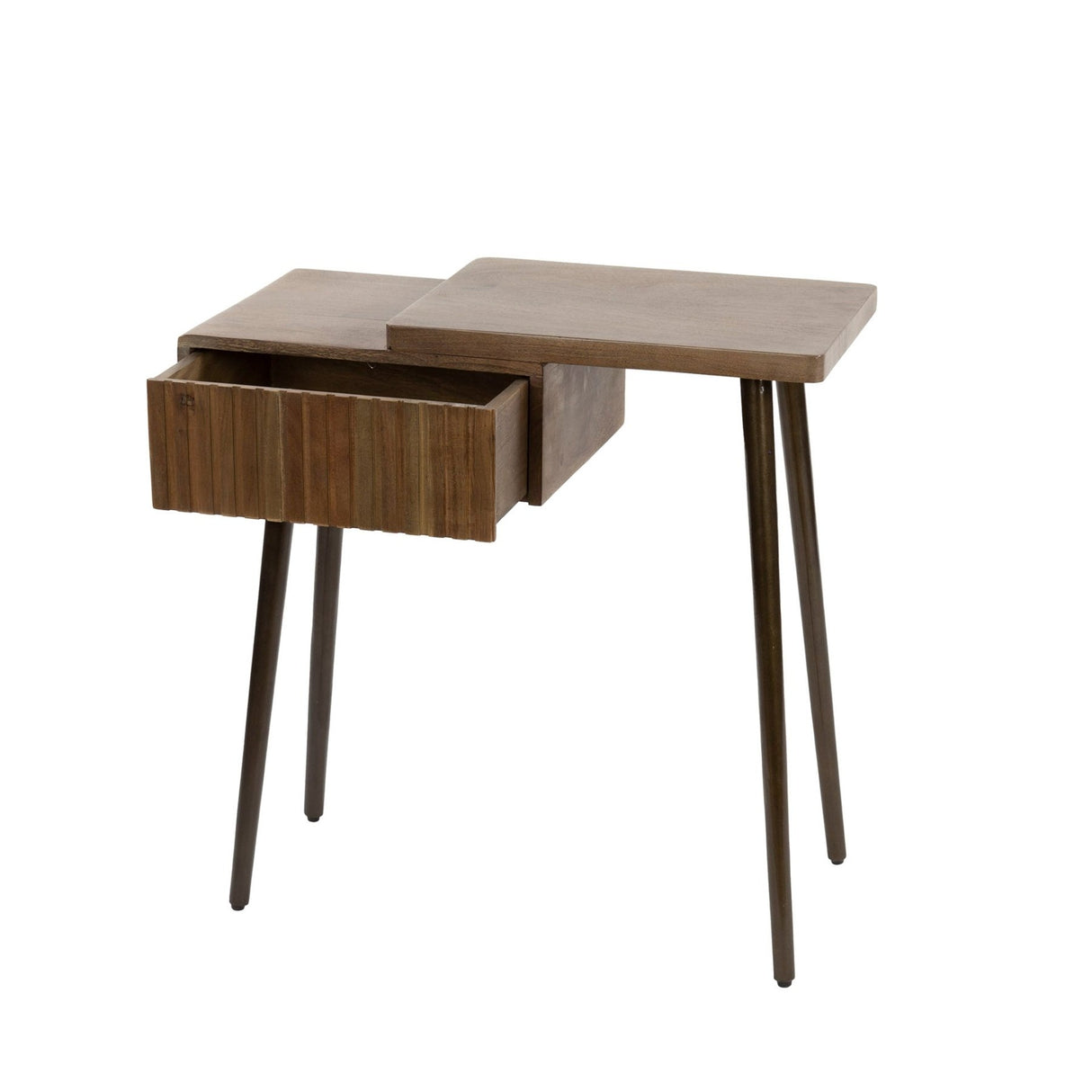 Nachtkastjes - Nachtkastje Oslo Rechts Acaciahout Drift Brown 1 Lade - Dimehouse