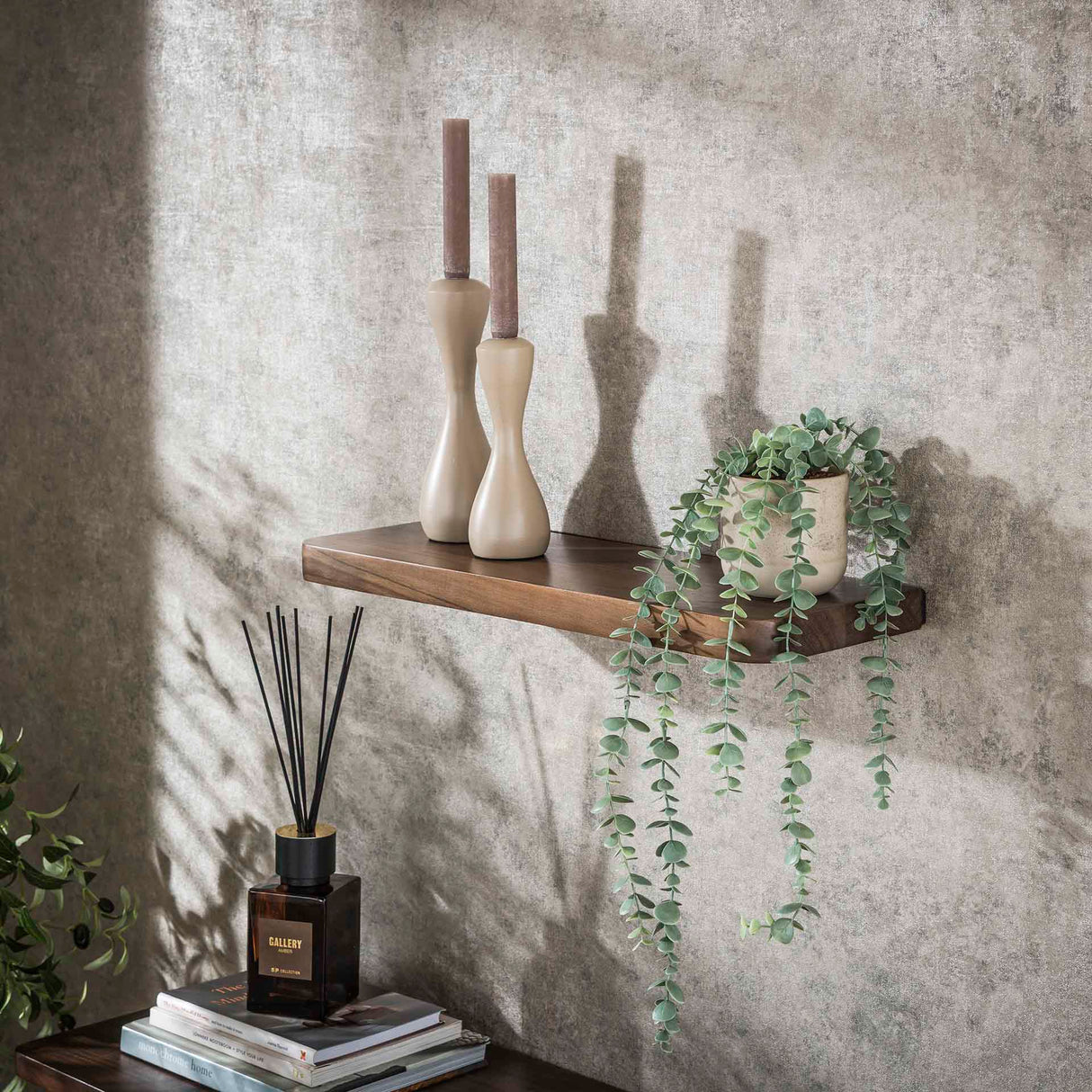 Mensola da parete Noa 60 cm Legno massello di acacia Drift Brown