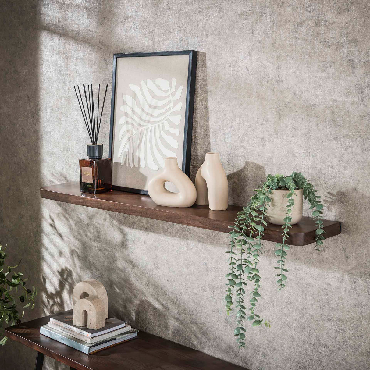 Wandplanken - Wandplank Noa 120 cm Massief Acaciahout Drift Brown - Dimehouse