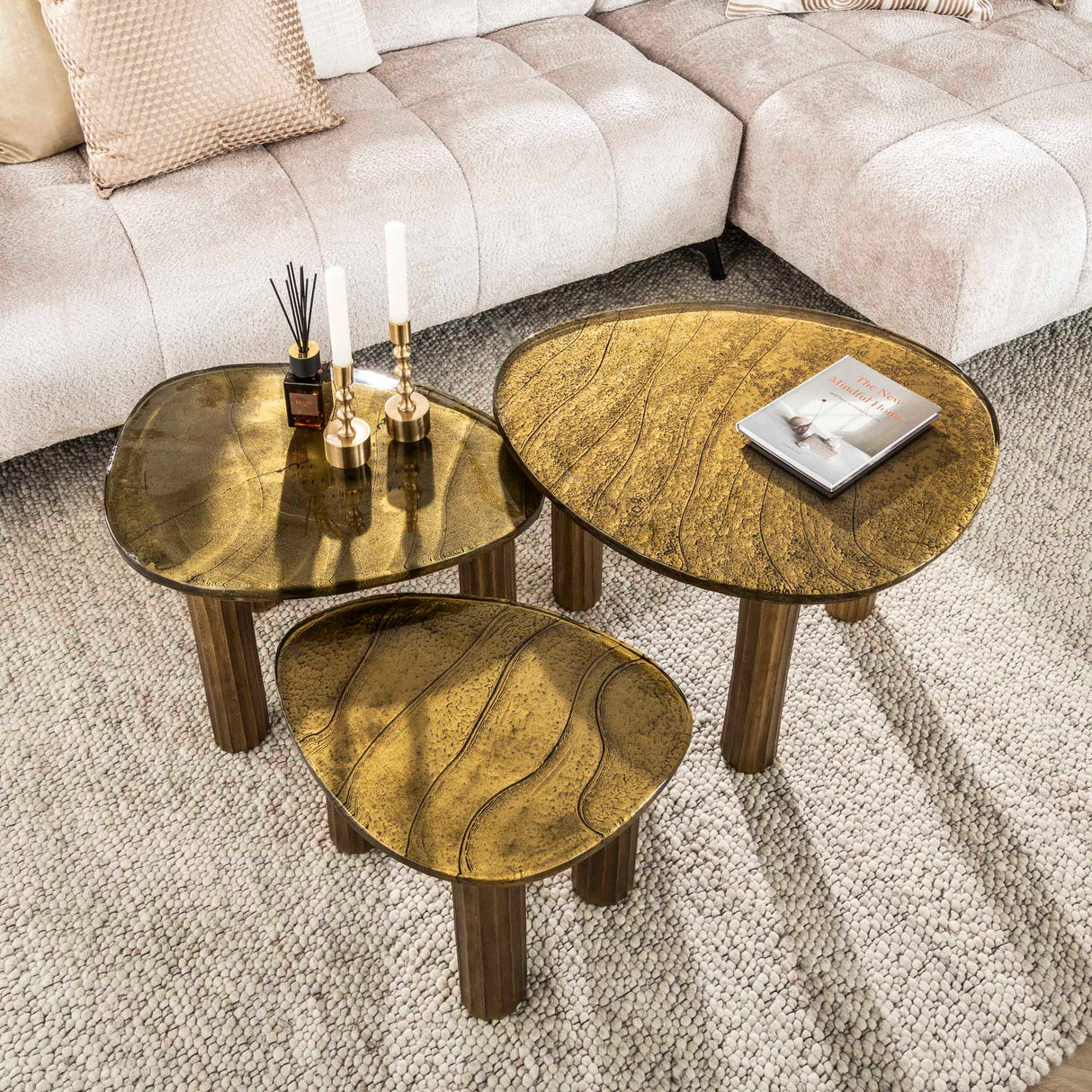 Salontafels - Salontafel Aura S Antiek Goud 51x37 cm - Dimehouse