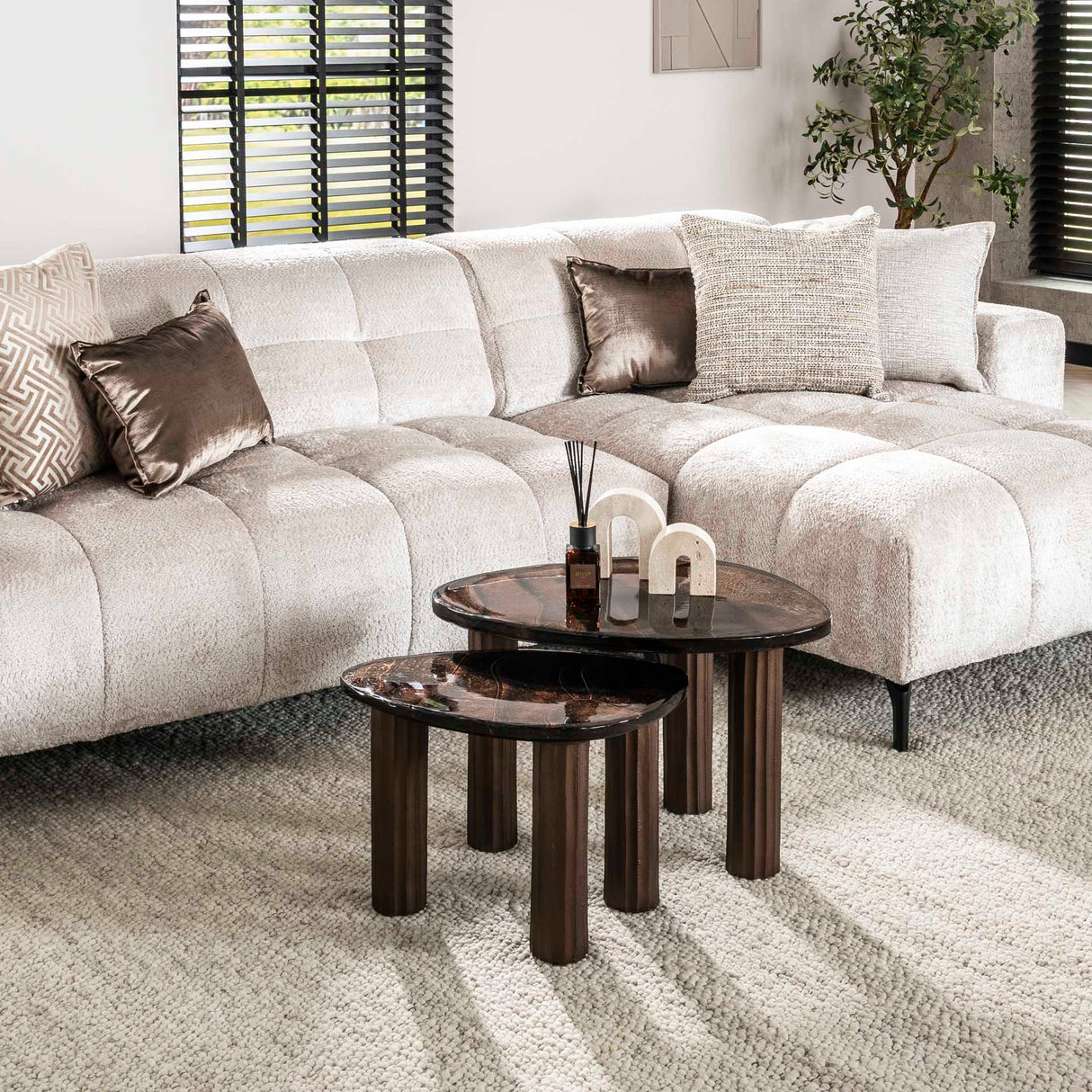 Salontafels - Salontafel Aura M Antiek Koper 62x45 cm - Dimehouse