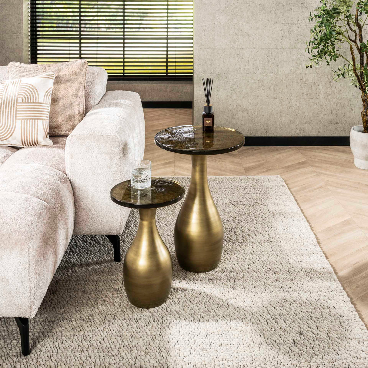 Tavolino Vesto Goccia Oro Antico 60 cm