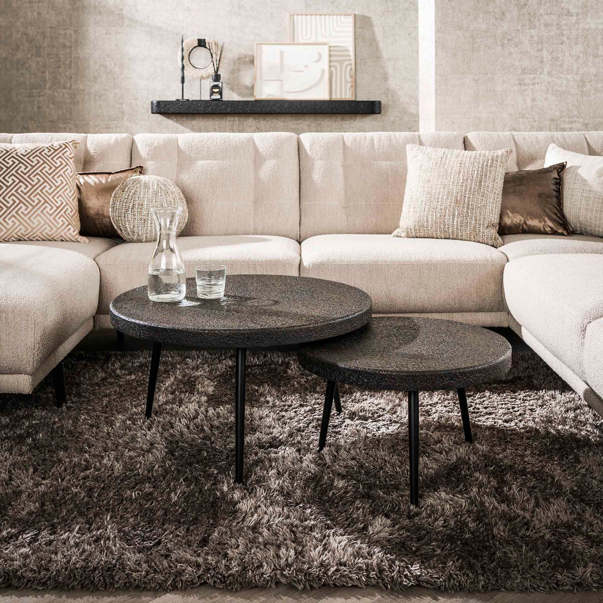 Salontafels - Venta Salontafel set Ferro metallic 74 cm (set van 2) - Dimehouse