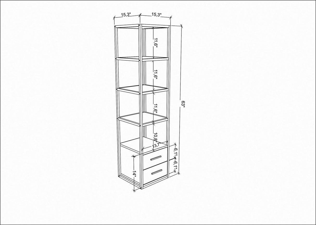 Libreria Robbins White Rovere Bianco Melaminico 39x160x39 cm