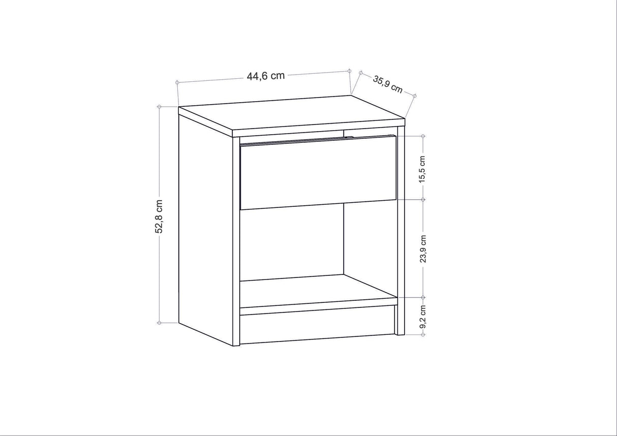 Comodino Sheridan antracite 44,6 cm Pannello del mobile rivestito in melamina