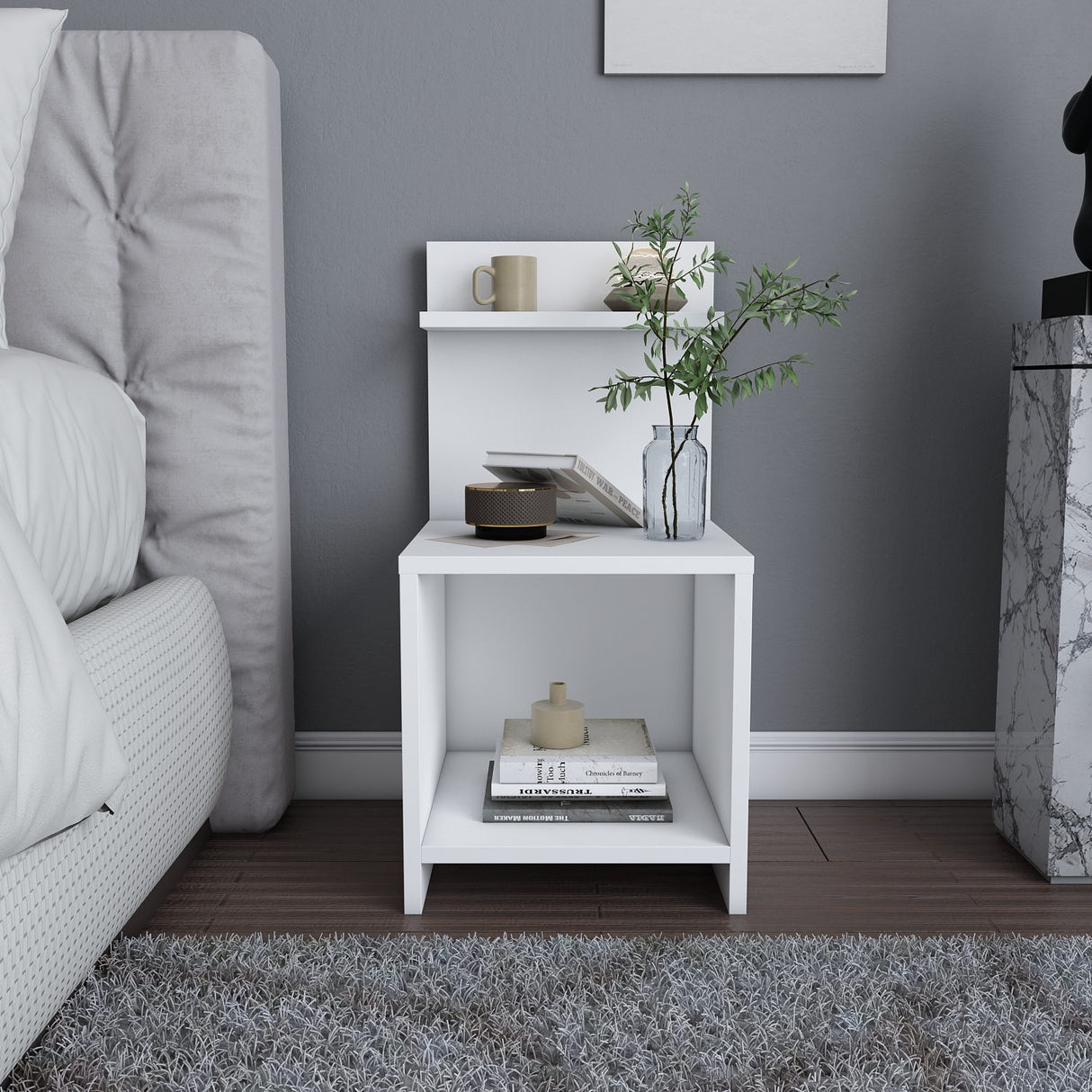 Comodino Ullman bianco 35,6 x 37,4 x 72 cm Legno composito rivestito melamina