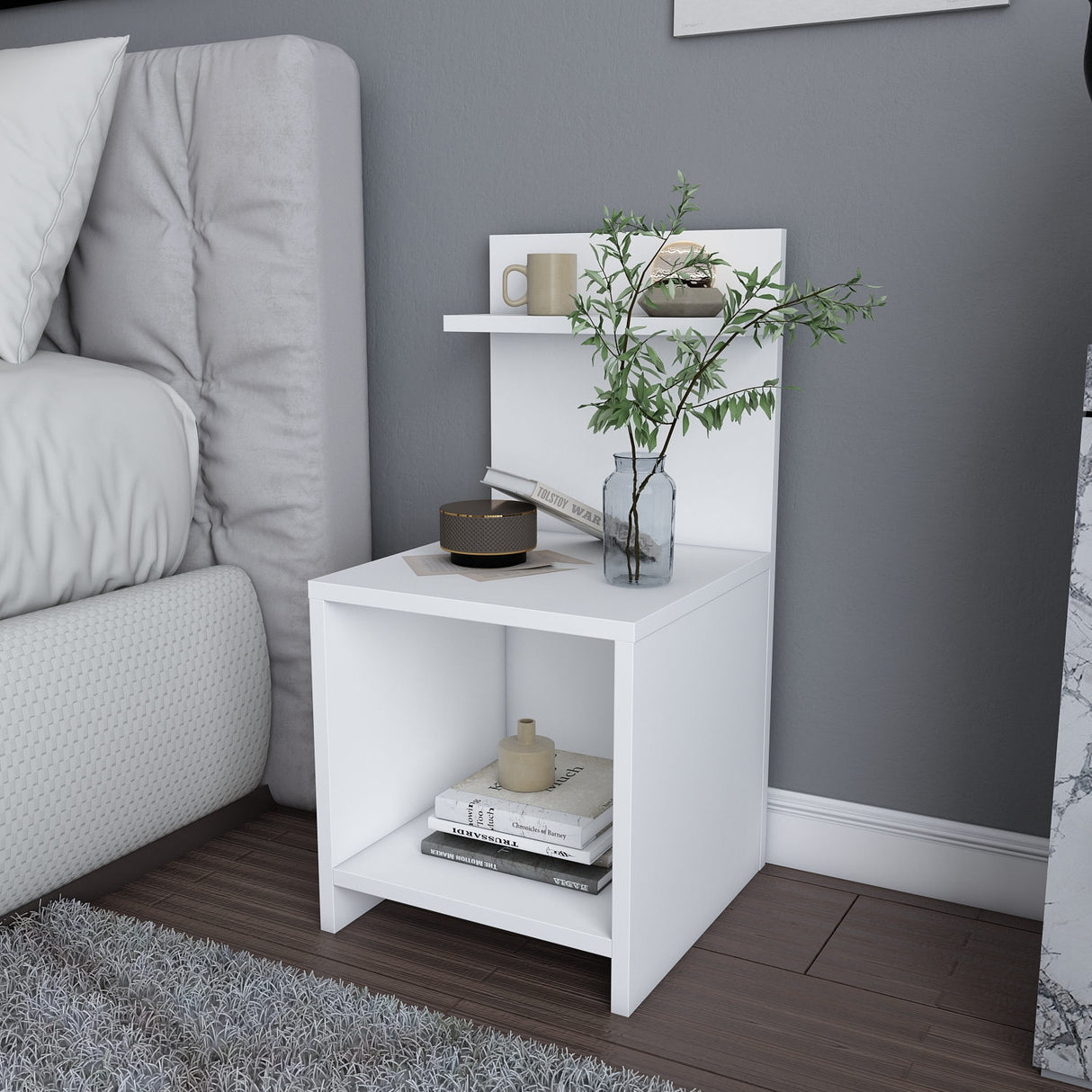 Comodino Ullman bianco 35,6 x 37,4 x 72 cm Legno composito rivestito melamina