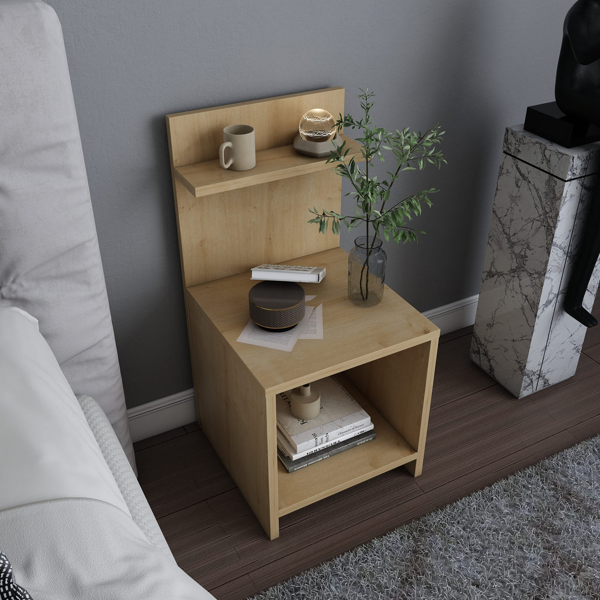 Comodino Ullman aspetto rovere 72 cm Legno composito con rivestimento melaminico