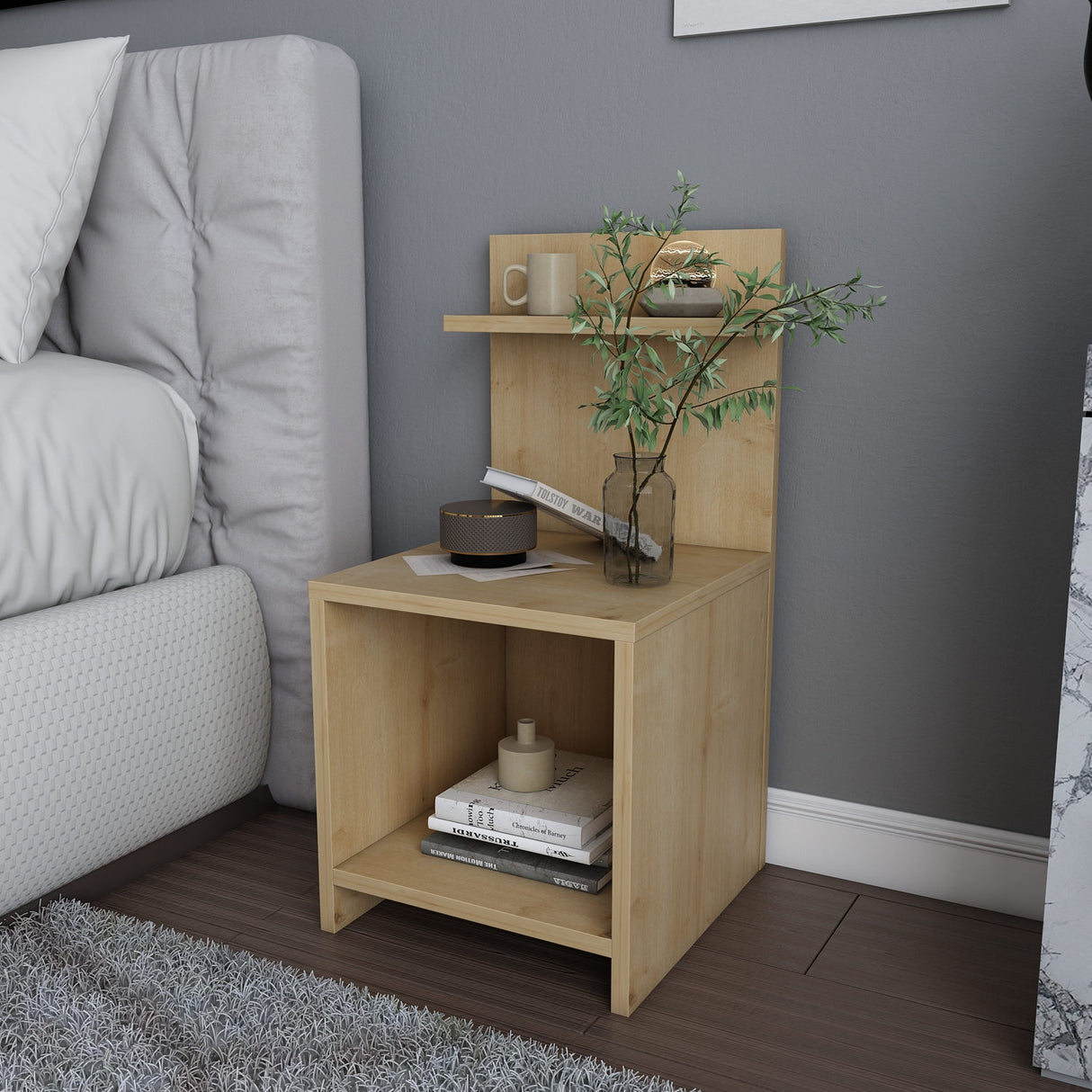 Comodino Ullman aspetto rovere 72 cm Legno composito con rivestimento melaminico