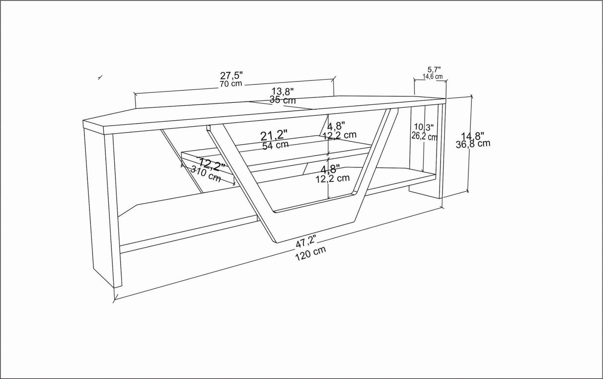 Mobile TV Sares aspetto rovere bianco 120 cm Aspetto bianco e rovere Composito di legno rivestito melaminico