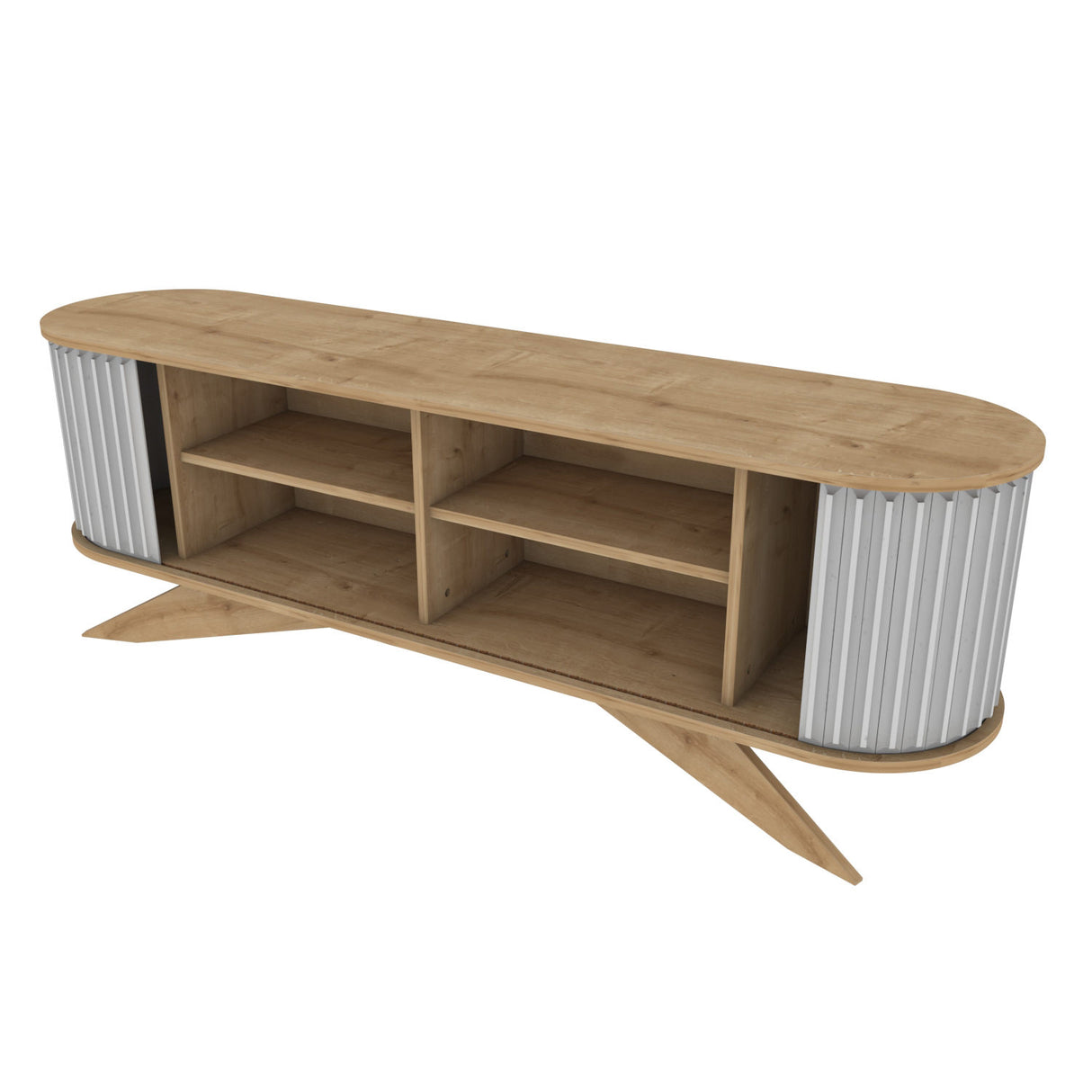 TV Meubels - TV Meubel Stor Saffier Wit Melamine 180x60x43 cm - Dimehouse
