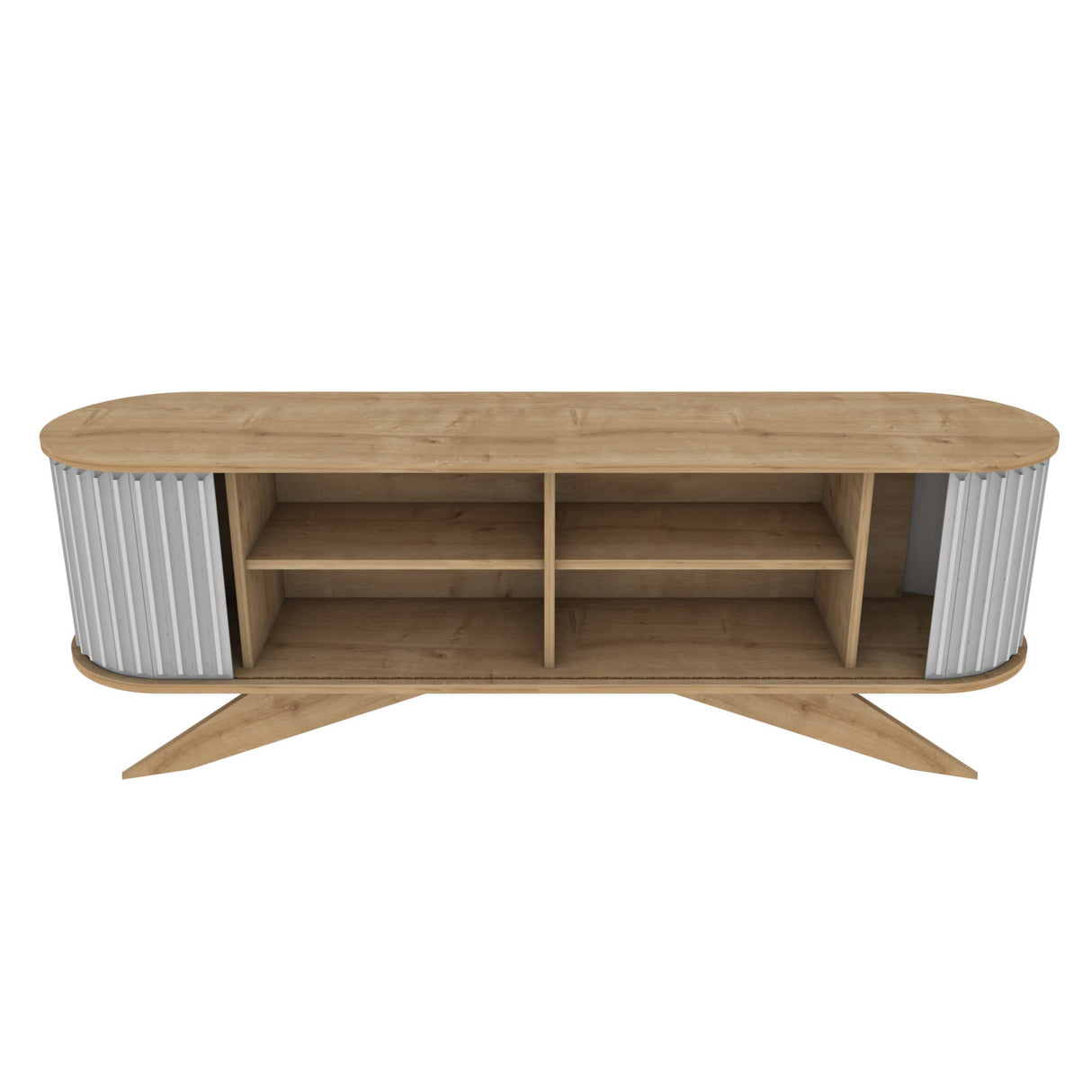 TV Meubels - TV Meubel Stor Saffier Wit Melamine 180x60x43 cm - Dimehouse