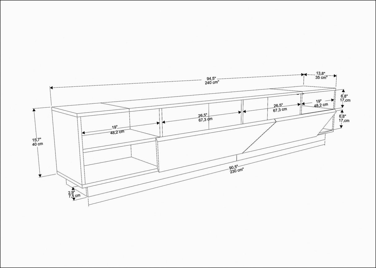 TV Meubels - TV Meubel Rhodes Wit Melamine 240x47,4x37,1 cm - Dimehouse