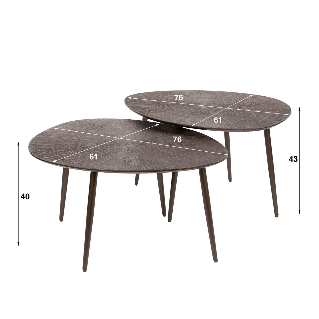 Salontafels - Salontafelset Juno Donkerbrons Metaal Set van 2 - Dimehouse