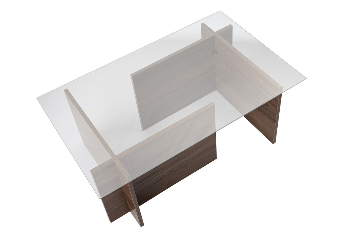 Tavolino Rettangolare Moderno Vetroni Simil Noce - Vetro - 105x65 cm